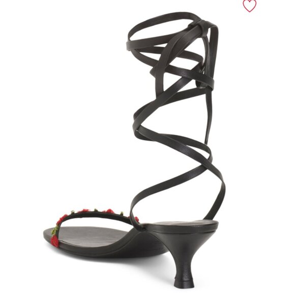 NEW REFORMATION Made In Brazil Leather Carina Lace Up Mid Heel Sandals 725 15j8 - Picture 4 of 10